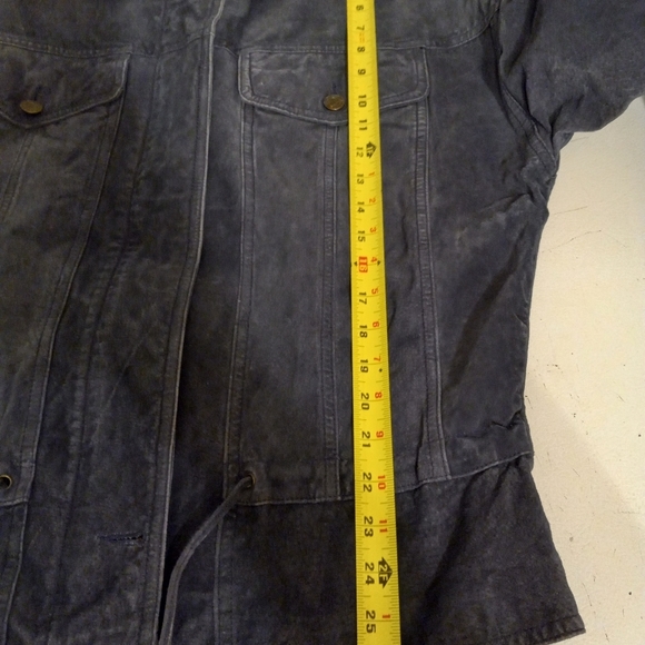 Vintage Out Brook Jacket Navy Blue Suede Leather Distressed  Size L/44 - Picture 9 of 12